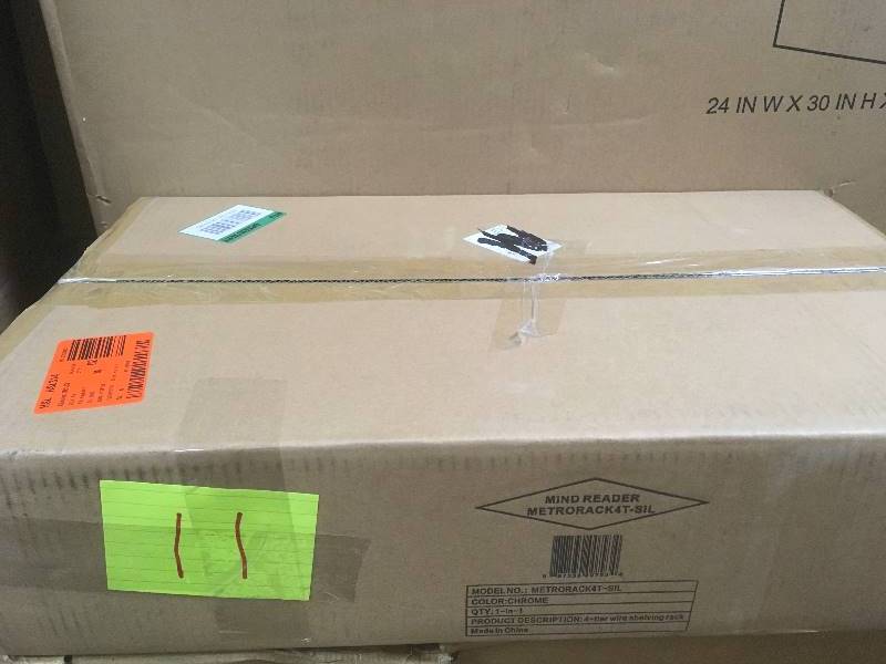 lot 11 image: Mind Reader 48 in. H x 24 in. W x 12 in.D 4-Shelf Metal Heavy Duty Shelving Unit  open box not used