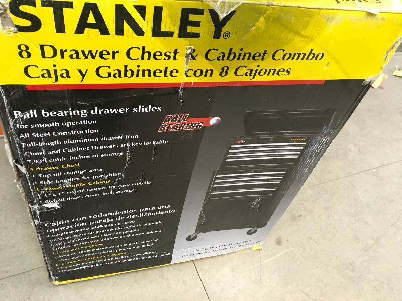 lot 38 image: Stanley 8 Drawer Chest and Cabinet Combo open box