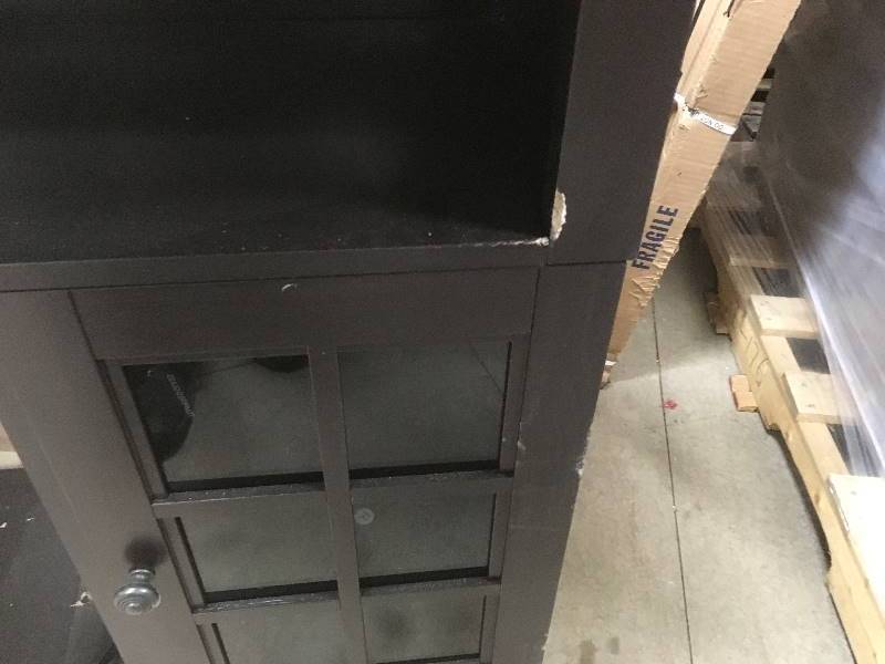 lot 55 image: Home Decorators Collection Avondale Grove 59 in. TV Stand in Espresso- No Fireplace Insert -Chipped and Scratched