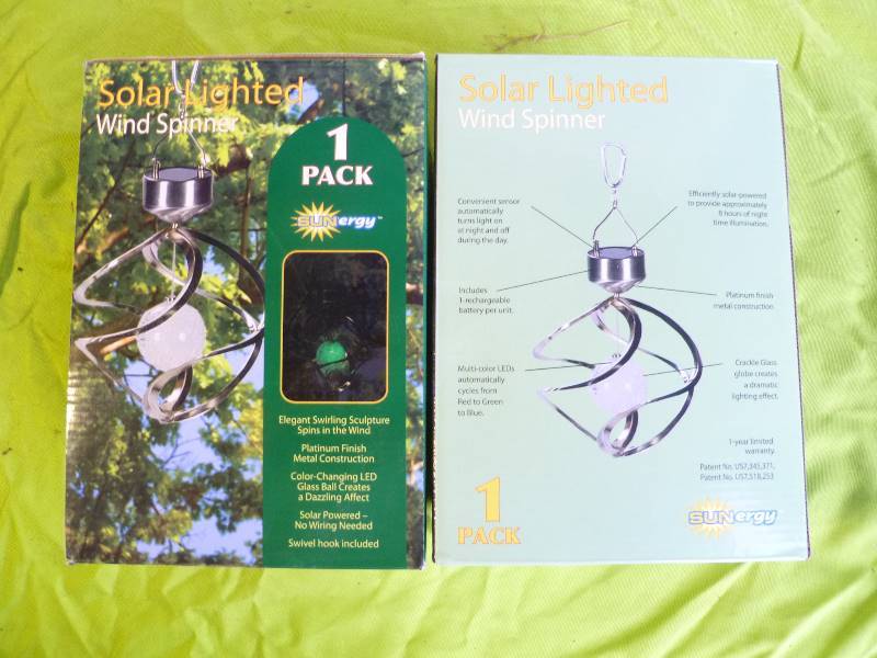lot 28 image: NEW 2PK Solar Lighted Wind Spinners