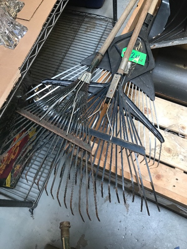 HAND TOOL LOT - RAKES AND SNOW REMOVAL