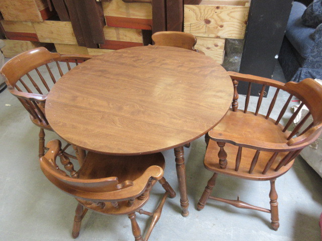 DROP LEAF TABLE AND FOUR CHAIRS
