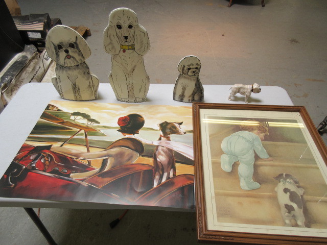 CERAMIC DOGS AND DOG PICTURES.
