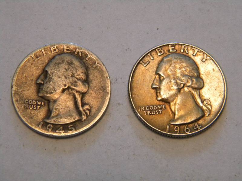 lot 15 image: 1945 & 1964 Washington Silver Quarters