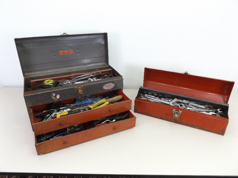 lot 36 image: 2 Metal Tool Boxes Filled with Tools