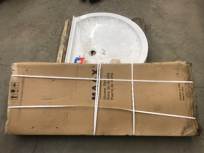 lot 17 image: Unused Corner Shower Base With Glas...