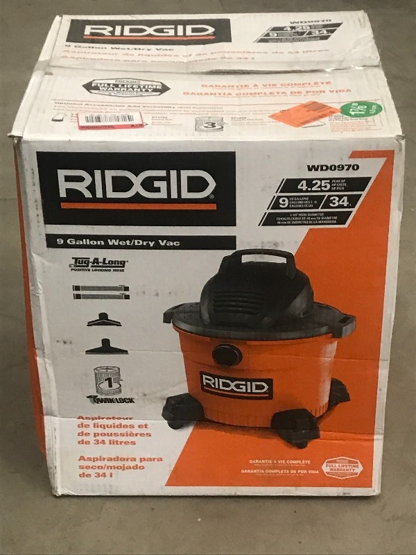 lot 27 image: New Ridgid 4.25HP 9-Gallon WetDry ...