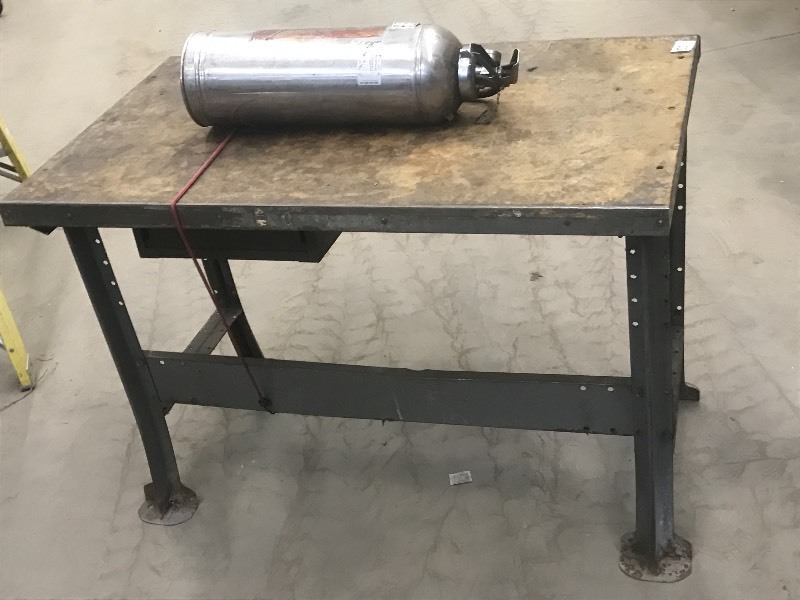 lot 53 image: (1) 4ft Steel Shop Bench & (1) Fire...