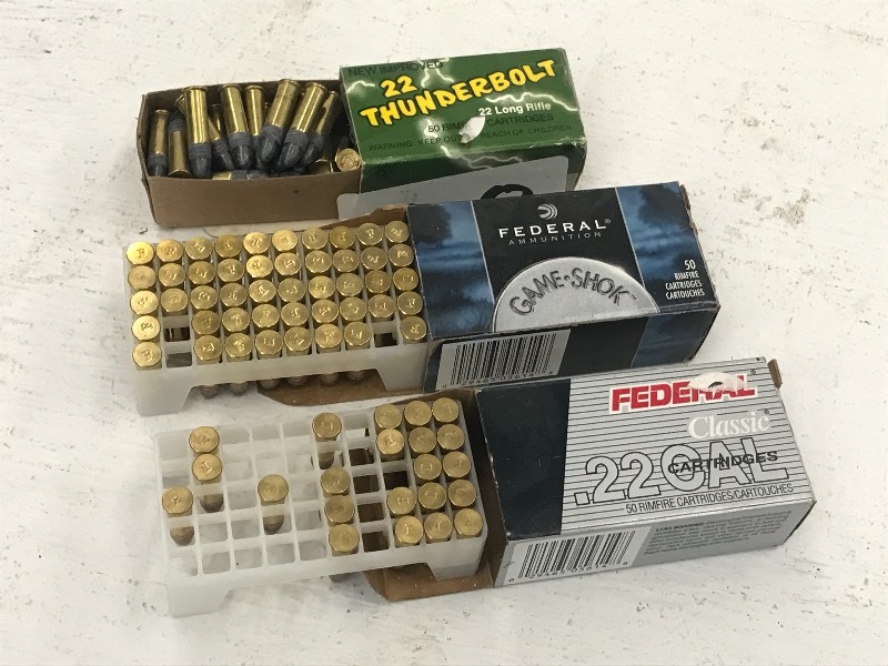lot 28 image: (3) Boxes  Of Assorted .22LR Ammo ...