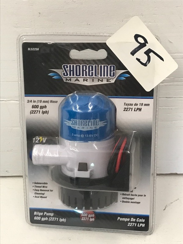 lot 95 image: Shoreline Marine 600GPH 12Volt Mari...