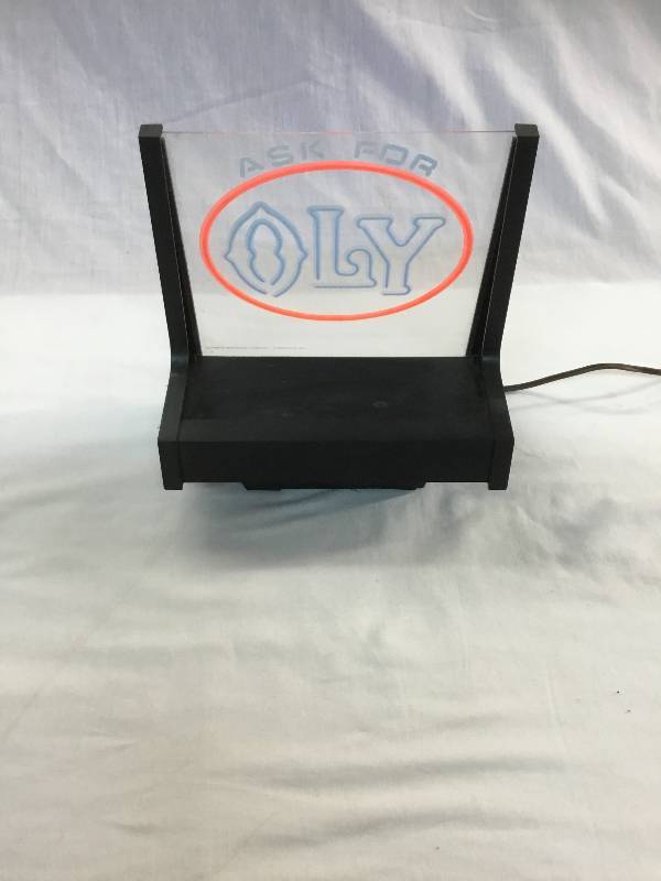 lot 7 image: Olympia Beer - Ask For OLY Black Light Sign