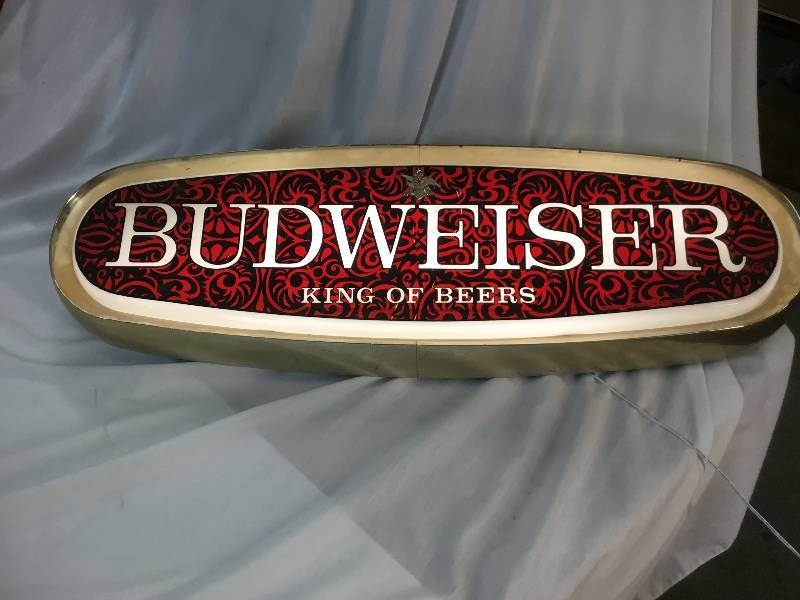 lot 41 image: Antique Budweiser King of beers - Oval Sign - Window Hanging