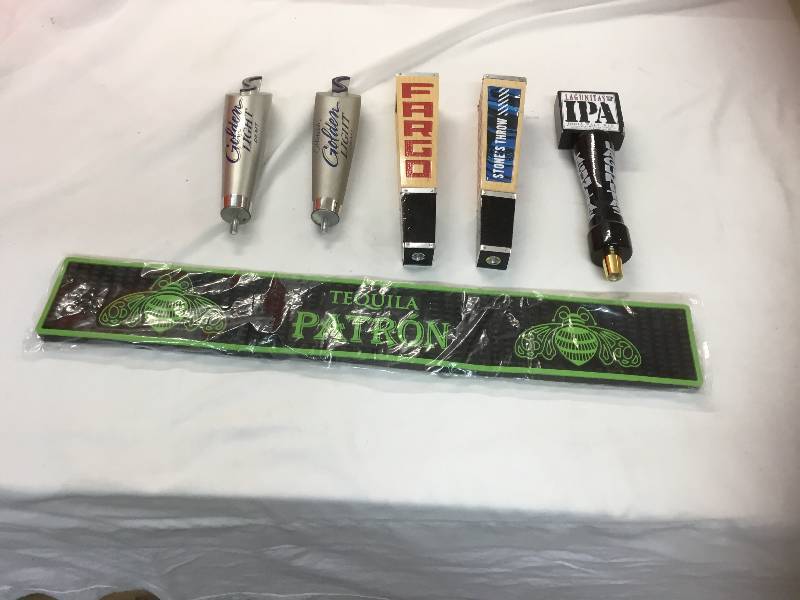 lot 51 image: Beer Pull Handles - Fargo, IPA, Golden light, and Patron Bar Matt