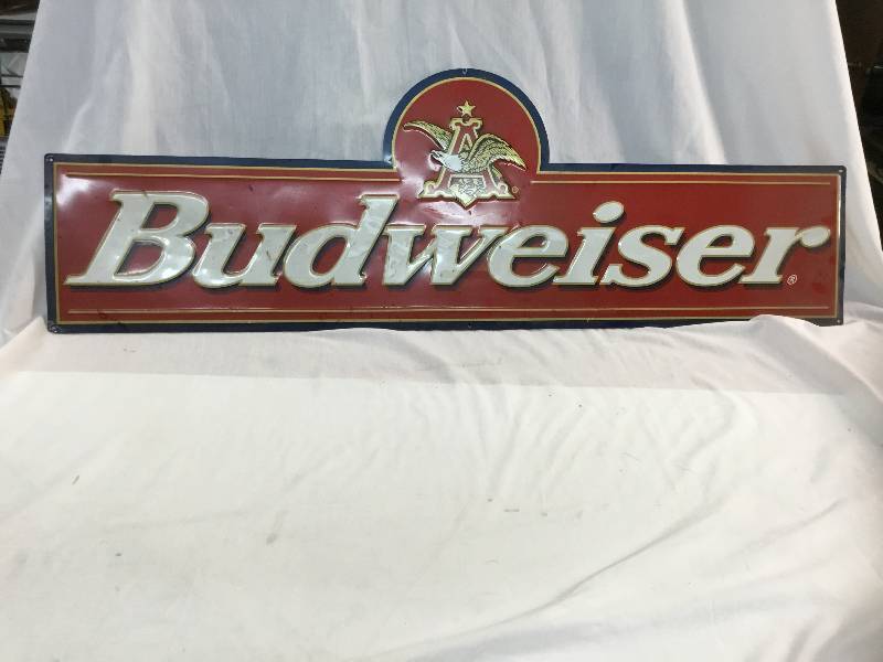 lot 64 image: Budweiser Metal Sign