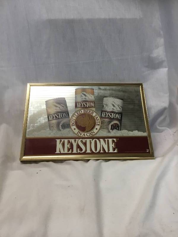 lot 31 image: Antique Keystone Bottle Beer Taste Mirror - Gold Framed