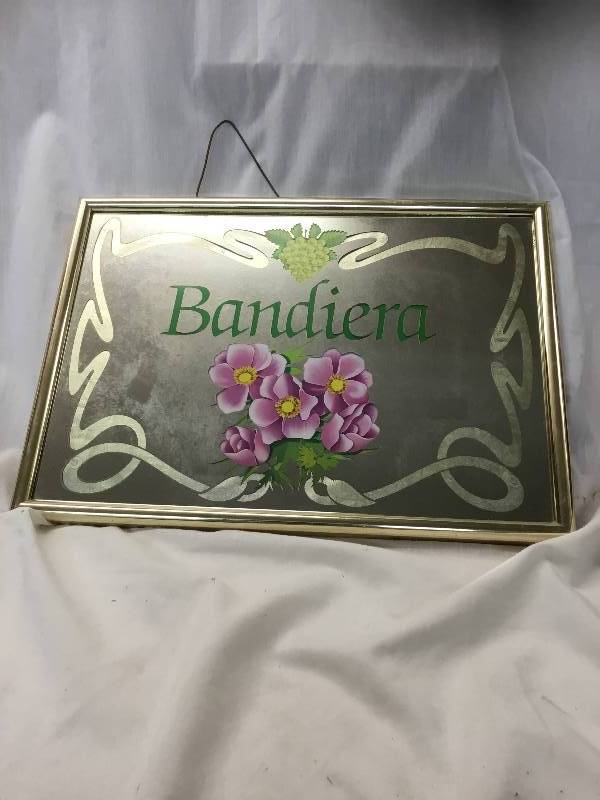 lot 34 image: Antique Bandiera Segrams Classic Wine Mirror