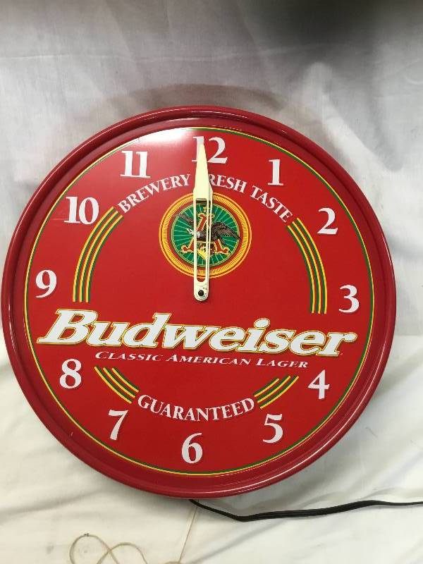 lot 90 image: Antique Budweiser Clock - Classic American Lager