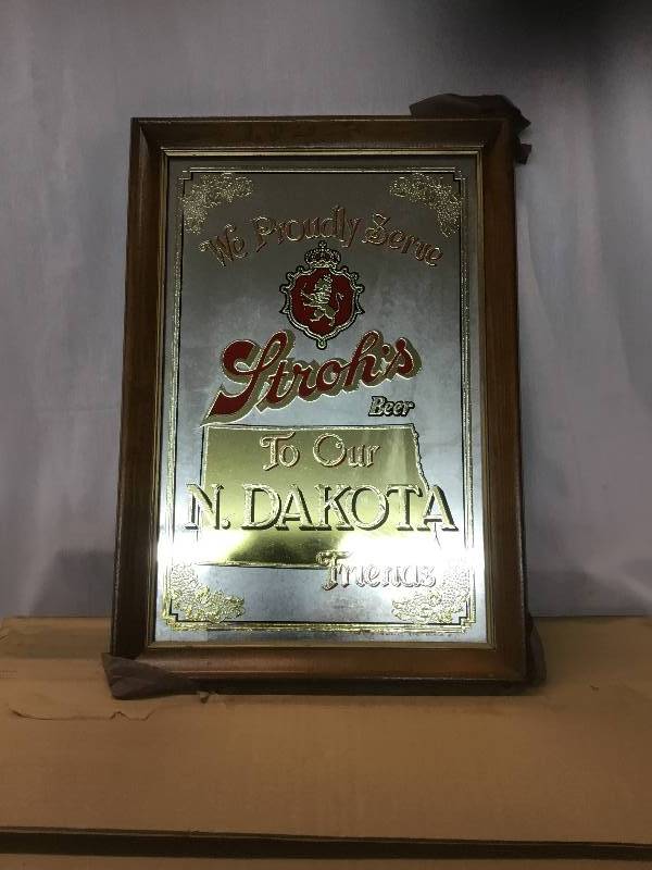 lot 99 image: Strohs Beer - We Proudly Server Strohs Beer to our North Dakota Friends - Mirror