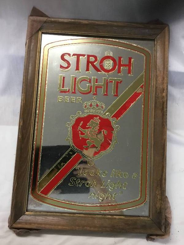 lot 100 image: Stroh Light Beer  - Looks Like a Stroh Light Night - Mirror