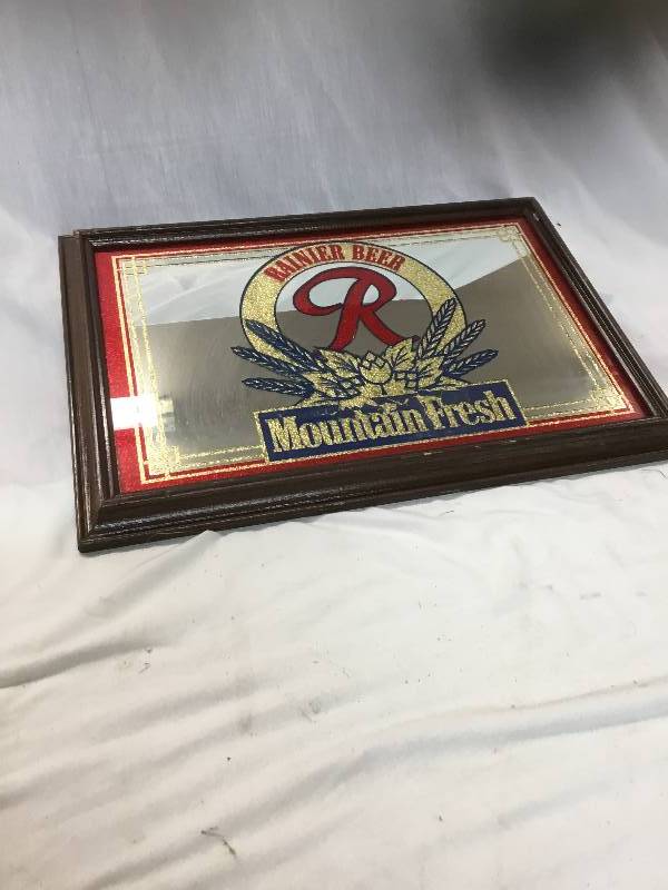 lot 106 image: Antique Rainer Beer Mountain Fresh Mirror
