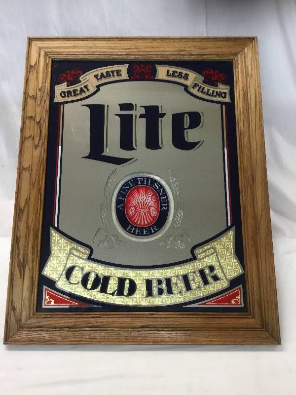 lot 116 image: Antique Miller Light Cold Beer Mirror