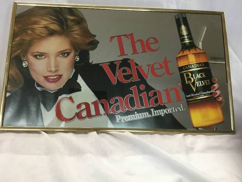 lot 125 image: Vintage The Velvet Canadian Black Velvet Mirror