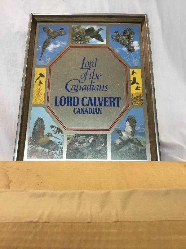 lot 150 image: Lord Calvert Canadian Lord of the Canadians - Mirror with Birds on the sides