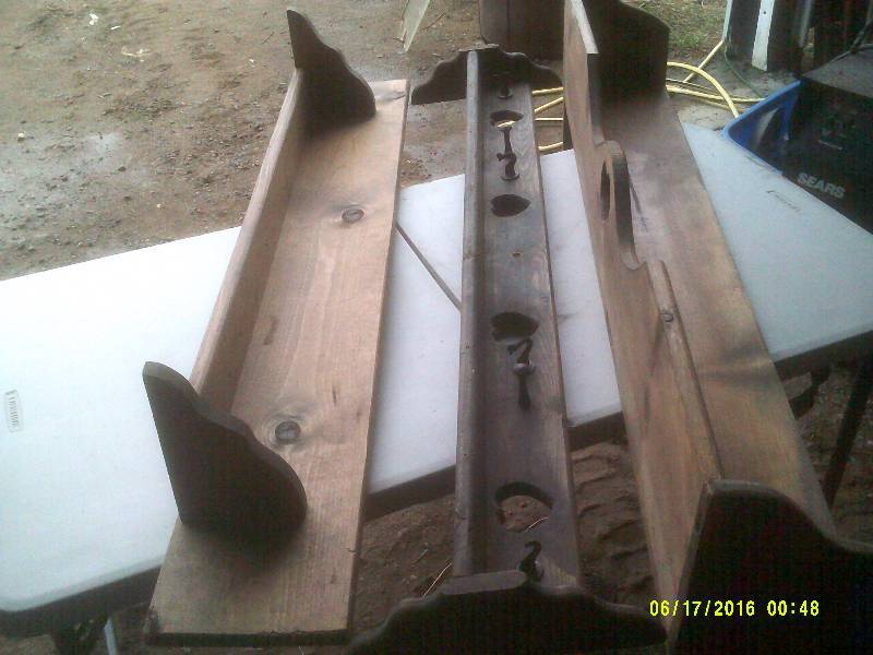 lot 48 image: ALL WOOD WALL SHELVES