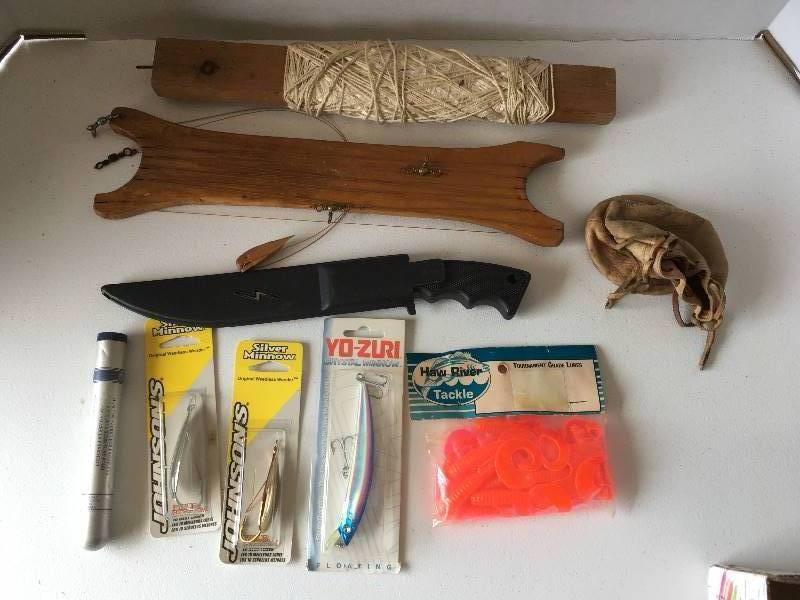 lot 86 image: Fishing Lures, String, Knife, more