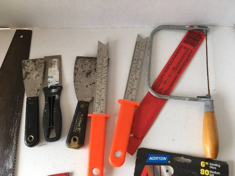 lot 155 image: Saw, Measuring Tapes, Saw Safe Pushers, more