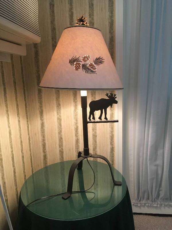 lot 241 image: Moose Lamp with Pinecone painted Shade