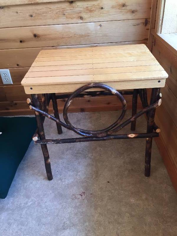 lot 209 image: End Tables - Stick & Wood Top