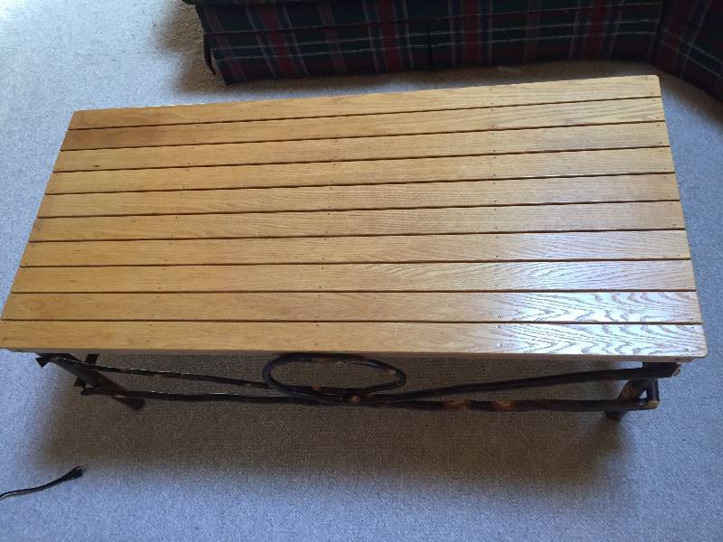 lot 216 image: Cocktail Table - Stick & Wood Top
