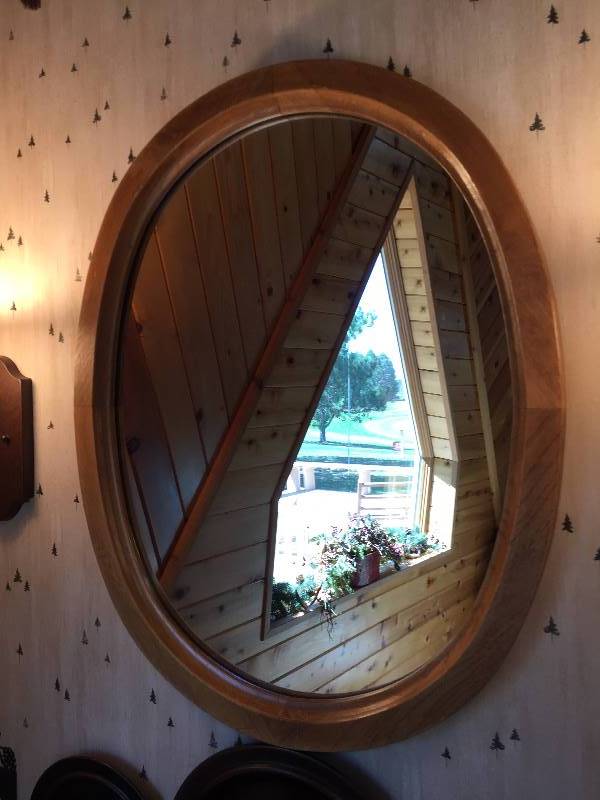 lot 220 image: Oval Mirror - Wood Frame