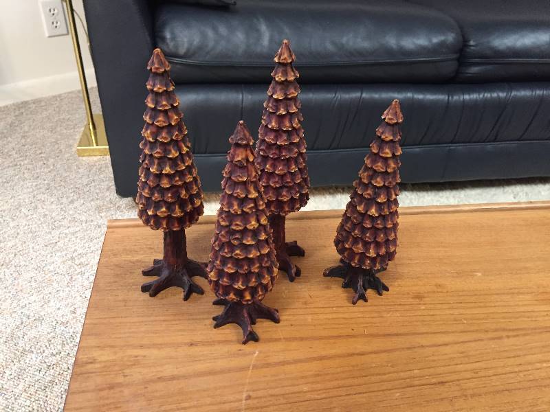 lot 229 image: Dept 56 Wood Carved Trees