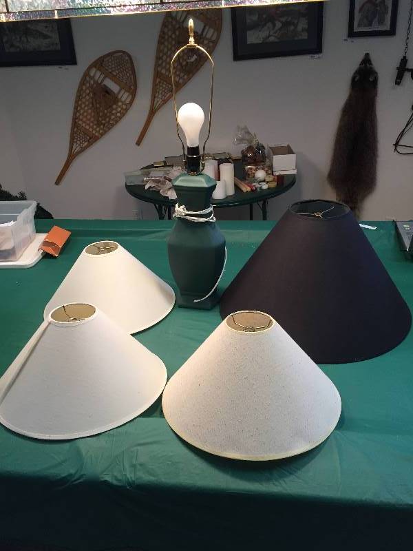 lot 265 image: Green Lamp & 4 Shades
