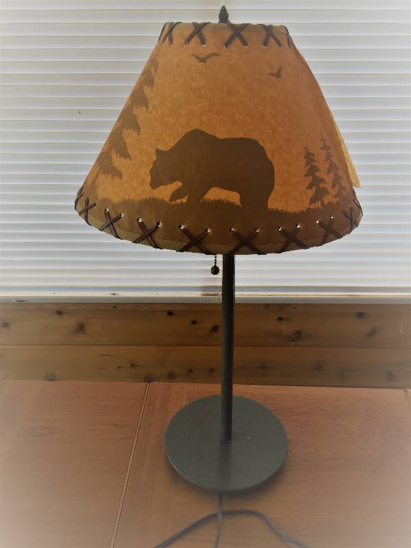 lot 213 image: Metal Lamp with Mosse Bear Shade