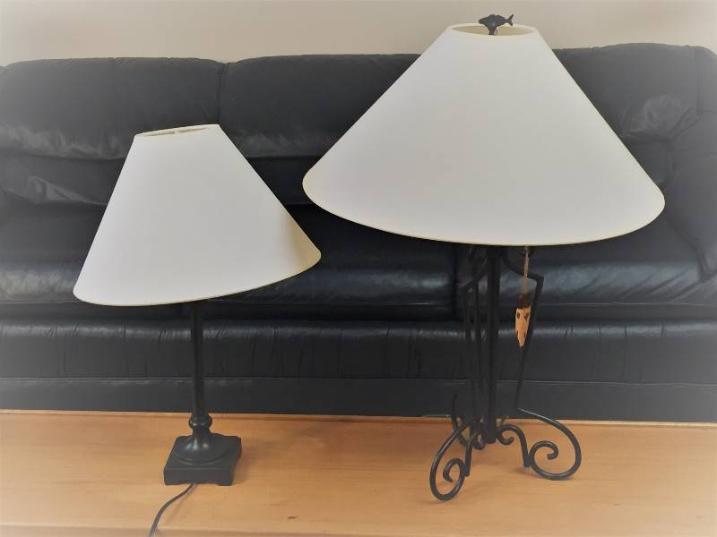 lot 262 image: 2 Black Iron Lamps