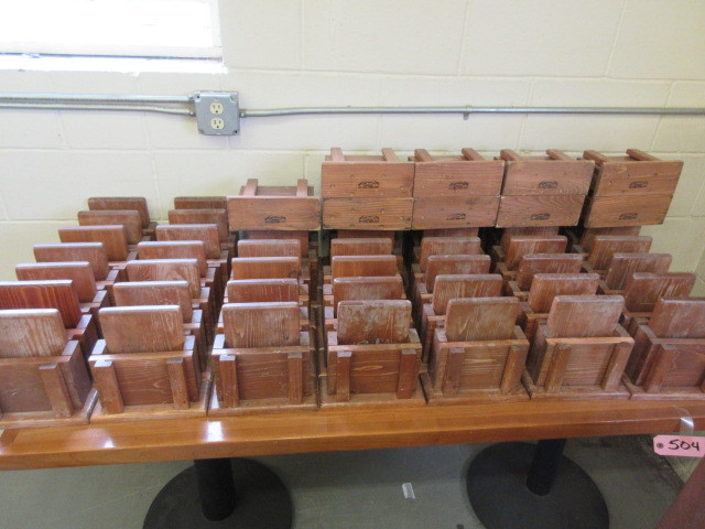 lot 405 image: HAND CRAFTED WOODEN MENU HOLDERS