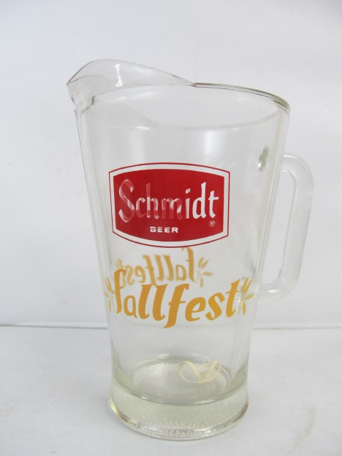 lot 78 image: Vintage Schmidt FallFest Glass Beer Pitcher