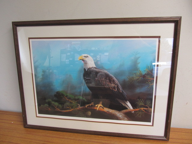 lot 79 image: Framed Signed & Numbered LEO STANS Wildlife Eagle Print