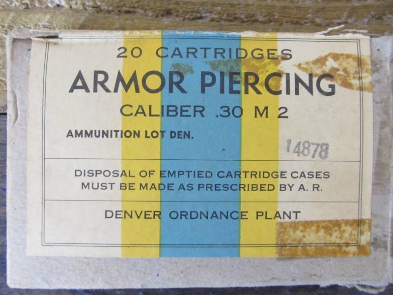 lot 59 image: Original NOS Box of WW2 Armor Piercing .30 Cal Ammo