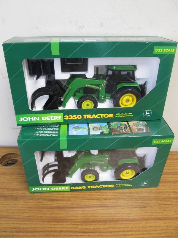 lot 150 image: 2 NIB Diecast Metal John Deere 3350 Tractors