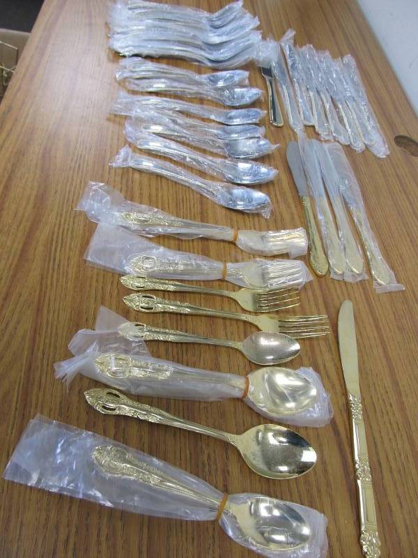 lot 143 image: Lot of NEW Silver & Gold Plated Flatware