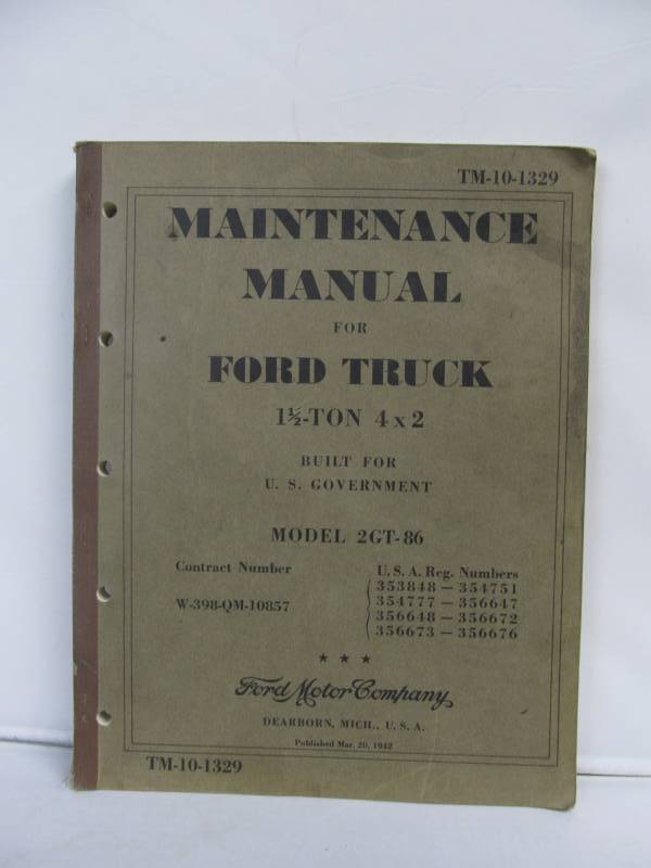 lot 19 image: Original 1942 U.S. Government Ford Truck Maintenance Manual