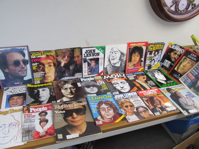 lot 132 image: LARGE Lot of Vintage JOHN LENNON Memorial Magazines etc
