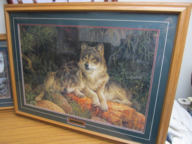lot 164 image: 2 Large Framed Wolf Prints