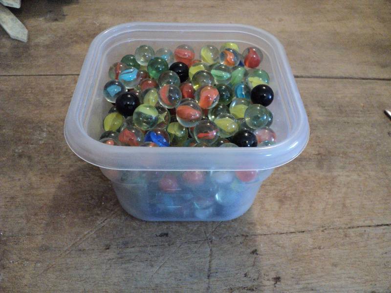 container of marbles...