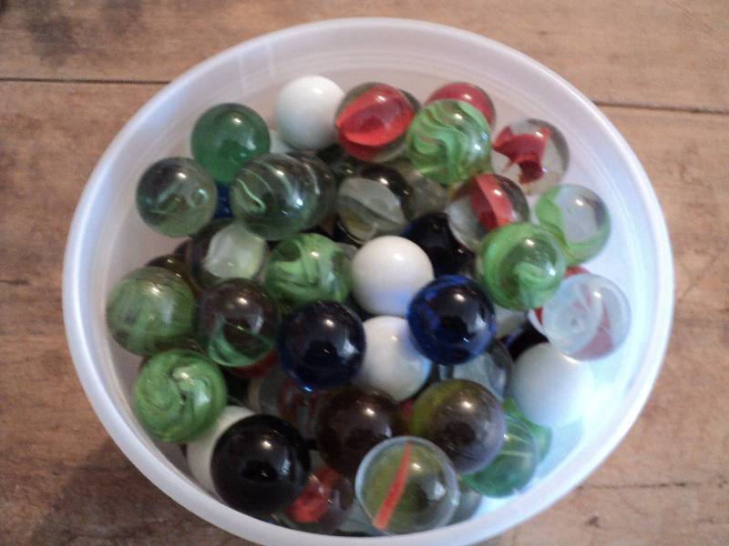 container of large marbles...