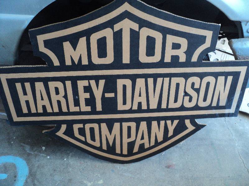 cardboard Harley Davidson sign...